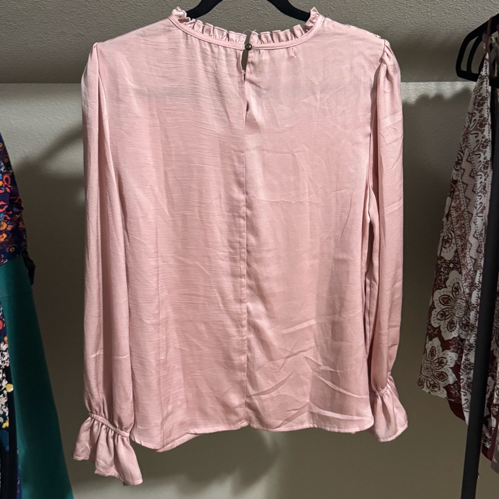 Maurice’s Medium Regency Victorian Lace Silk Style Long Sleeve Blouse - Picture 3 of 5